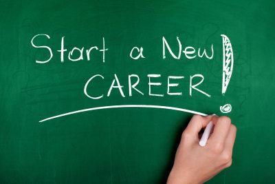 Start a new career chalkboard text