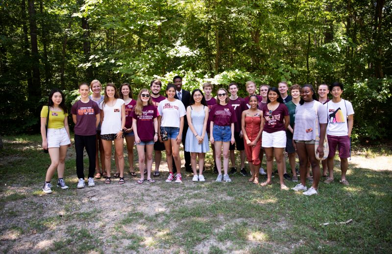 incoming Virginia Tech students posing outdoors