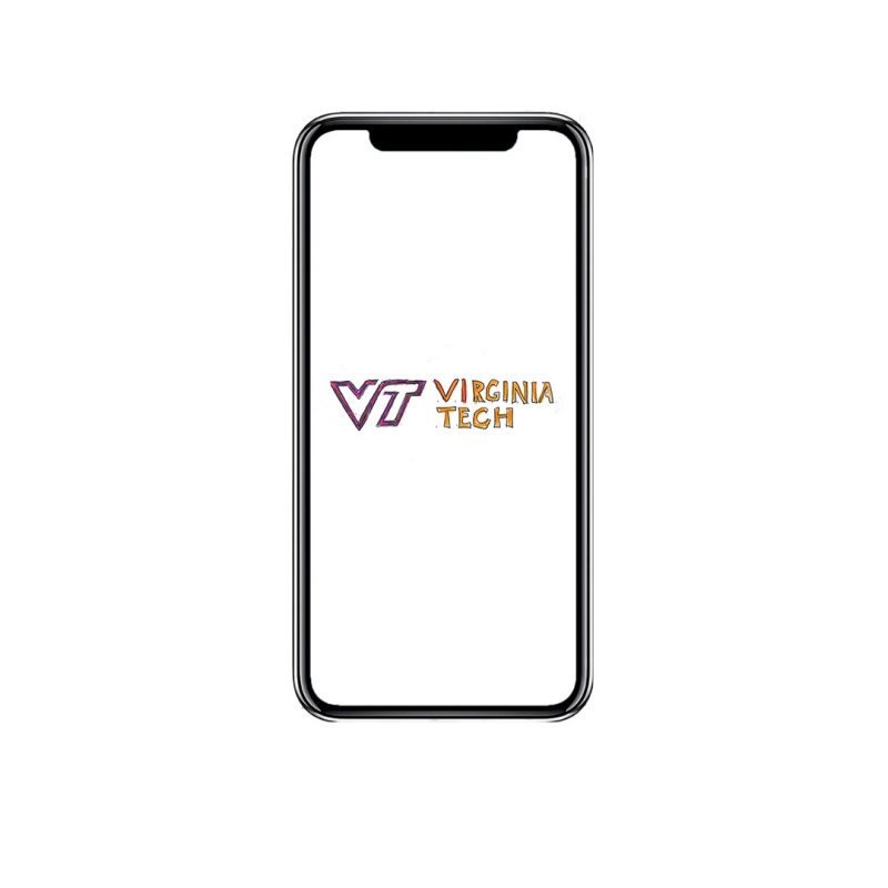 An iPhone with a doodle of the Virginia Tech logo