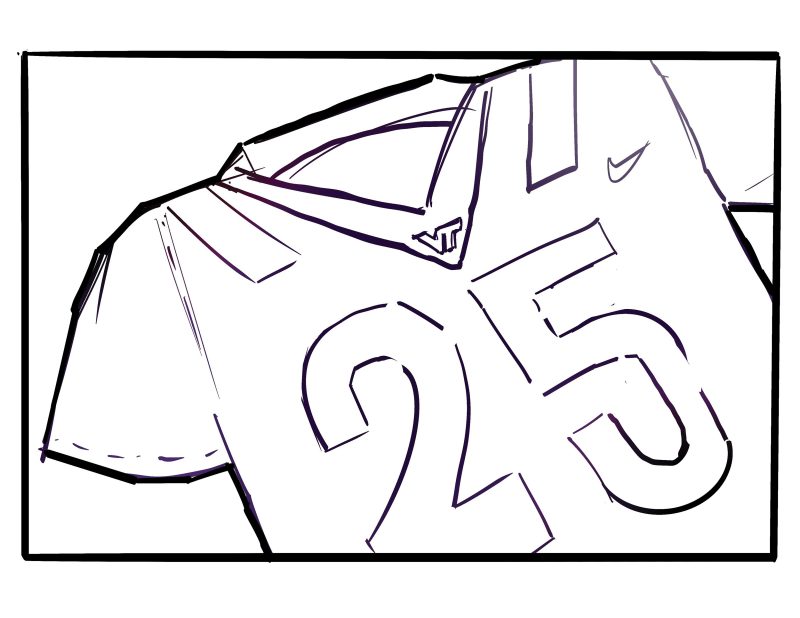 A Doodle of a number 25 Hokie football jersey