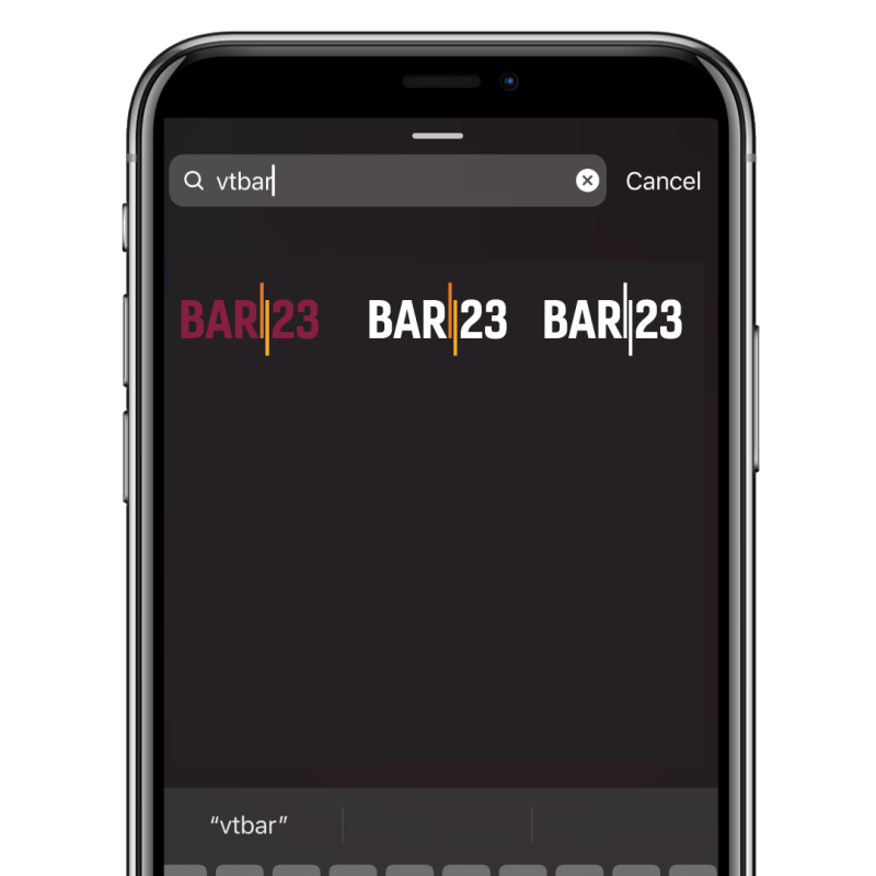 Type #VTBAR in Instagram to find the GIF stickers