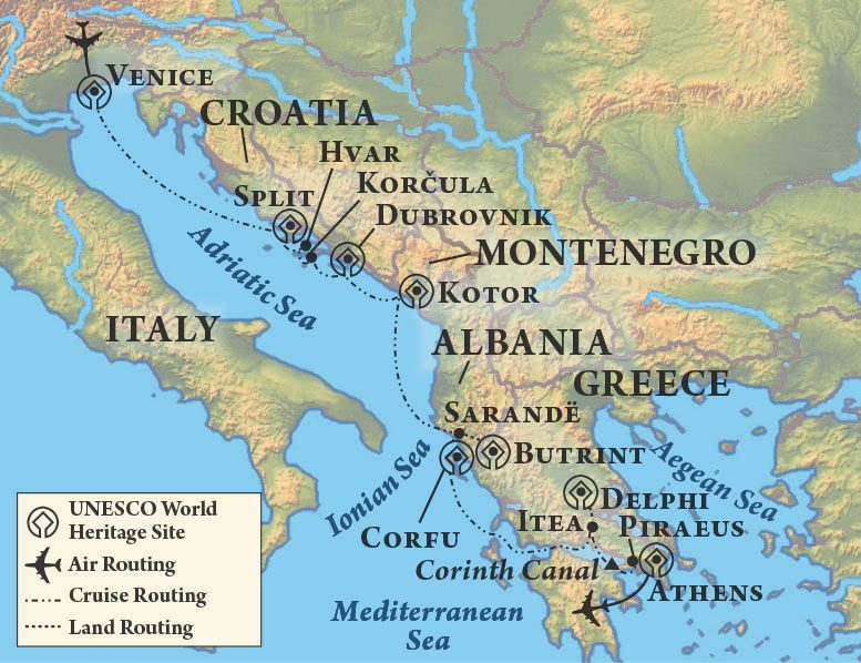 Adriatic and Aegean Odyssey Adriatic and Aegean Odyssey Map