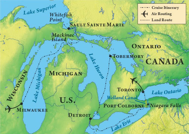 Cruising the Great Lakes Map Cruising the Great Lakes Map