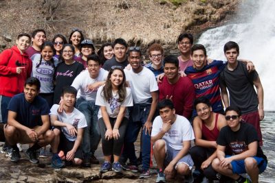 Hokies pose for a photo on a outdoor adventure