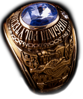 image of a class ring with blue stone